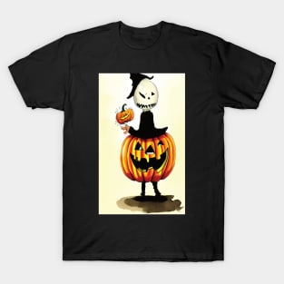 Halloween Scary Evil Pumpkin Funny Pumpkin Head T-Shirt